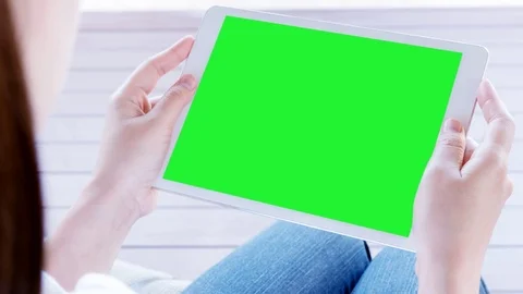 Tablet computer. Woman watching a presentation. Stock Footage 72975516