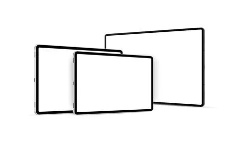 Tablet Computers With Blank Screens, Side Perspective Views Stock Illustration