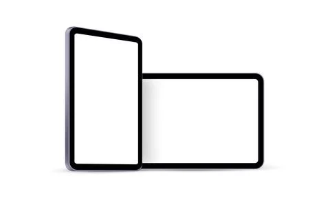 Tablet Computers with Blank Screens, Vertical and Horizontal Mockup Stock Illustration
