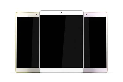 Tablet computers with different colors Three tablet computers with differe... Stock Photos