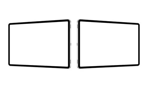 Tablet Computers Mockups with Blank Horizontal Side View Screens Stock Illustration