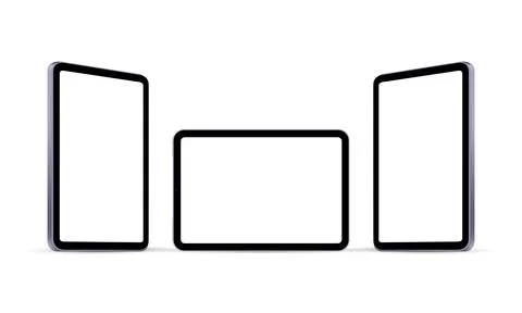Tablet Computers Mockups, Vertical and Horizontal Screens Stock Illustration