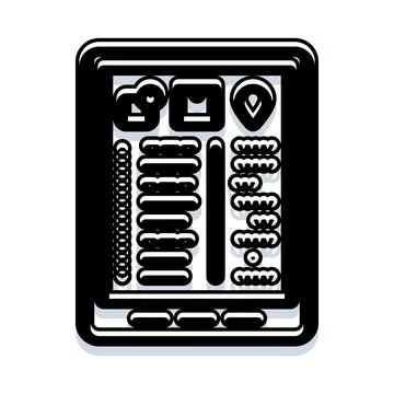 Tablet computing device displaying generic interface icons Stock Illustration