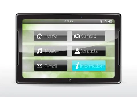 Tablet concept with a "information" button 스톡 일러스트