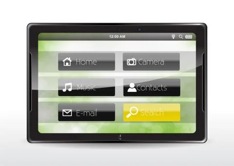 Tablet concept with a "search" button Illustrazione stock