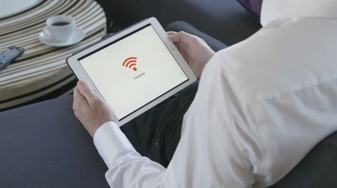 Tablet connecting to WiFi Stock Footage 66492602