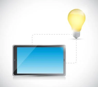 Tablet connection. light bulb idea electronic Stock Illustration