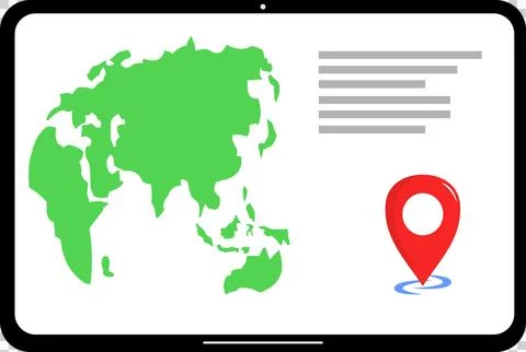 Tablet with continents and maps icon inside Illustrazione stock