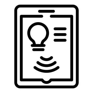 Tablet control smart lightbulb icon, outline style イラスト素材