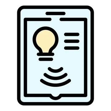 Tablet control smart lightbulb icon vector flat Stock Illustration