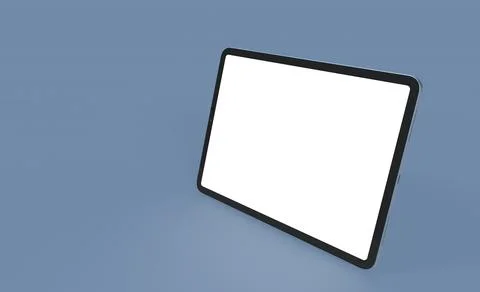 Tablet with copyspace on the white screen isolated on a blue background Stock Illustration