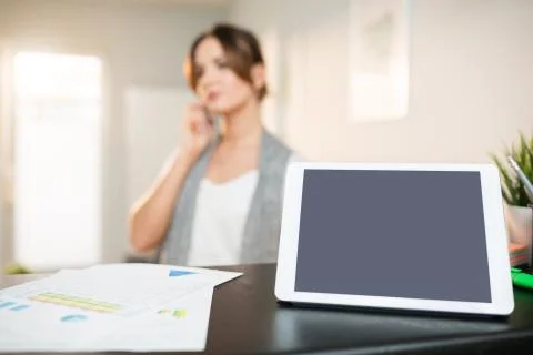 Tablet on counter Stock Photos