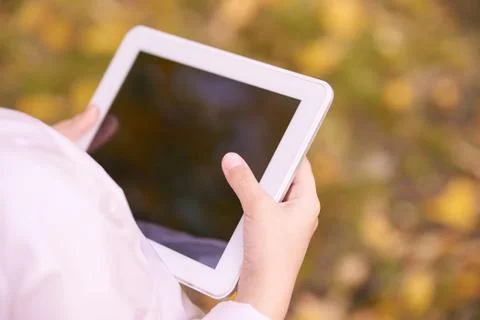 Tablet customer mockup. Isolated empty screen. Digital promotion. Laptop Stock Photos