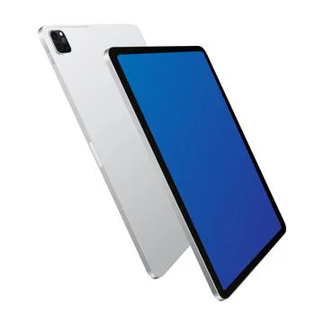 Tablet Cutout for Presentation. Diagonal Side Front and Back View. Isolated Stock Illustration