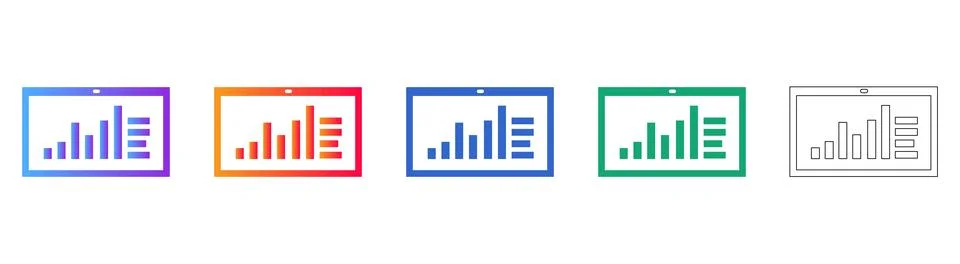 Tablet Dashboard Analytics Icon Set Stock Illustration