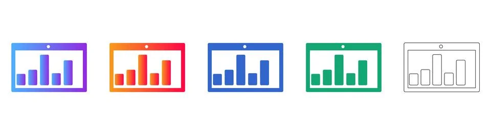 Tablet Dashboard Analytics Icon Set Stock Illustration