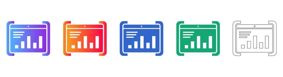 Tablet Dashboard Analytics Icon Set Illustrazione stock
