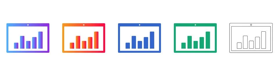 Tablet Data Analytics Icons Illustration