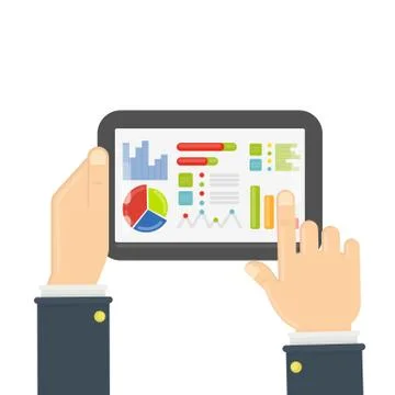 Tablet with data chart. Stock Illustration