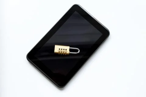 Tablet data security locked Foto stock