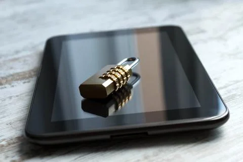 Tablet data security locked Stock Photos