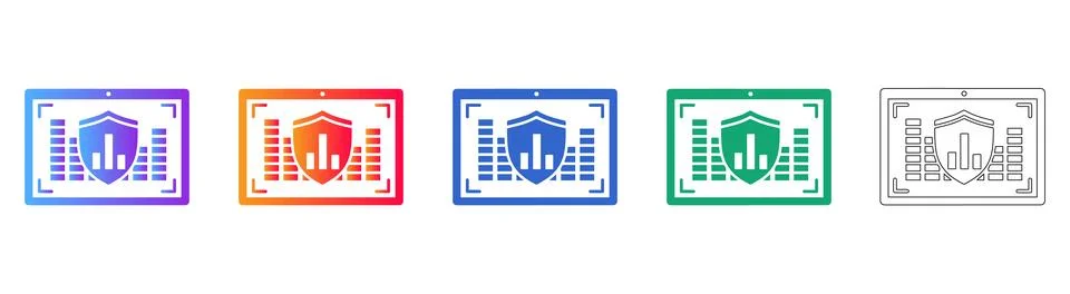 Tablet Data Security Shield Icons Illustrazione stock