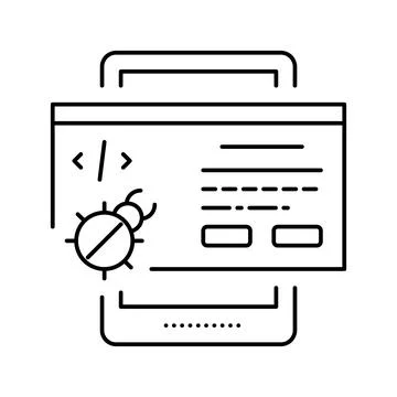 Tablet debug line icon vector illustration Stock Illustration