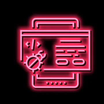 Tablet debug neon glow icon illustration イラスト素材