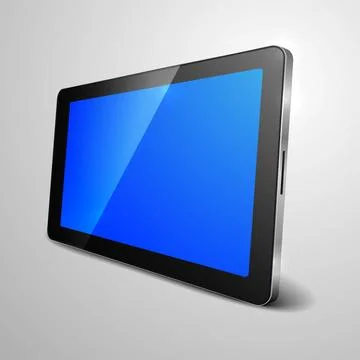Tablet detailed illustration of a tablet computer device with blue empty s... Stock Photos
