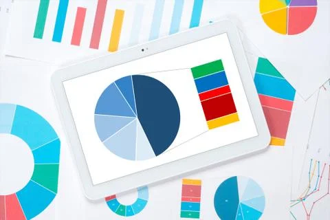 Tablet detailed pie chart Stock Photos