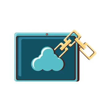 Tablet device with cloud computing and chains Stock Illustration