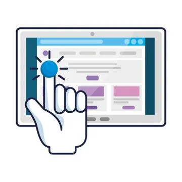 Tablet device with hand mouse pointer Stock Illustration
