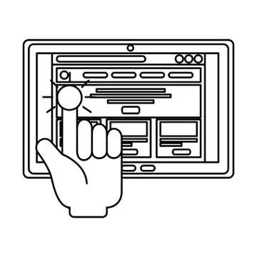 Tablet device with hand mouse pointer Stock Illustration