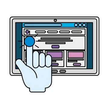 Tablet device with hand mouse pointer Stock Illustration