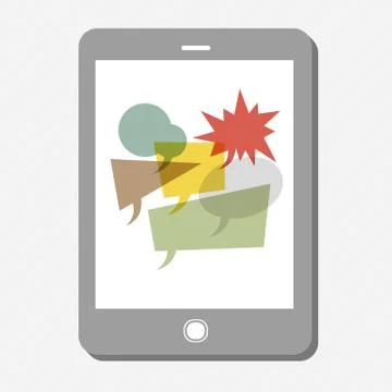 Tablet device with many speech bubbles. vector イラスト素材