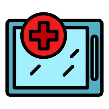 Tablet device plus icon color outline vector Illustrazione stock