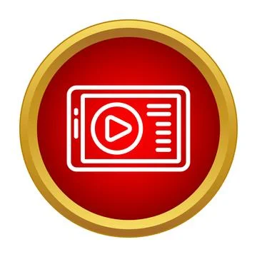 Tablet device showing video play button icon Stock Illustration