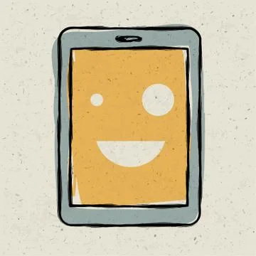 Tablet device smiling. vector, eps10 스톡 일러스트