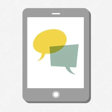 Tablet device with speech bubbles. vector Stock Illustration