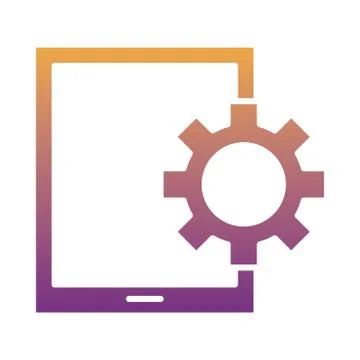Tablet device tech with gear degradient style icon Stock Illustration