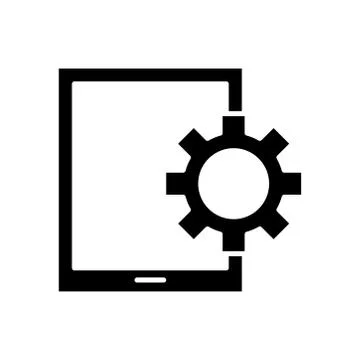 Tablet device tech with gear silhouette style icon 스톡 일러스트