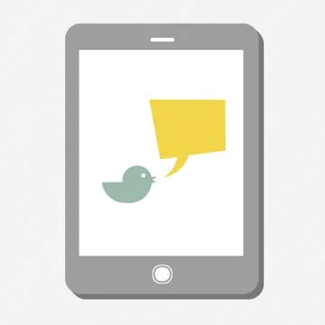 Tablet device with tweet bubble. vector Stock Illustration