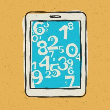 Tablet device waith abstract digits. vector illustration, eps10 库存插图