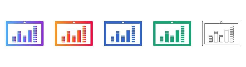Tablet Display Data Analytics Icons Illustrazione stock