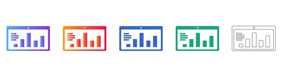 Tablet Display Data Dashboard Icon Stock Illustration