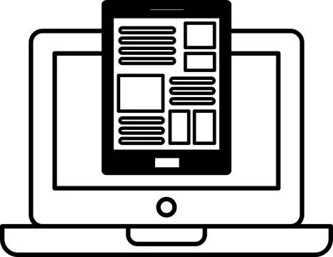 A tablet is displayed on a laptop screen Illustrazione stock