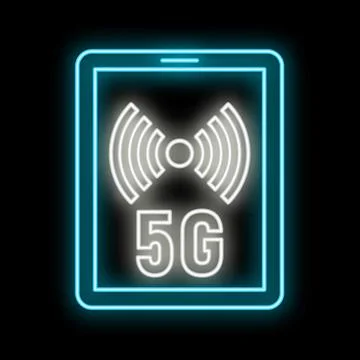 Tablet displaying 5g network signal wireless mobile connection Stock Illustration