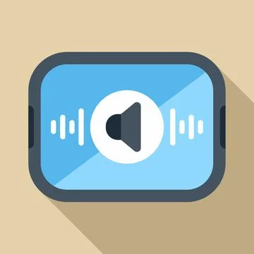 Tablet displaying audio sound speaker icon with soundwaves Stock Illustration