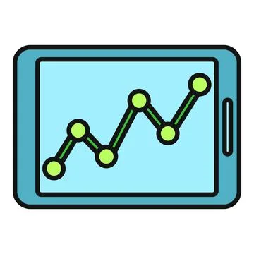 Tablet displaying business line graph data analysis Stock Illustration
