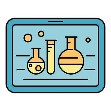 Tablet displaying chemistry science laboratory experiment tools 库存插图